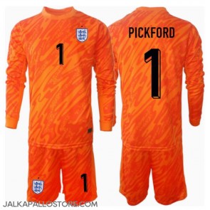 Englanti Jordan Pickford #1 Maalivahti Kotipaita Lapsille EM-Kisat 2024 Pitkähihainen (+ shortsit)